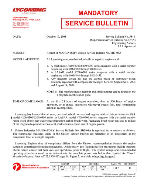 Service Bulletin Bulletin No.: 22